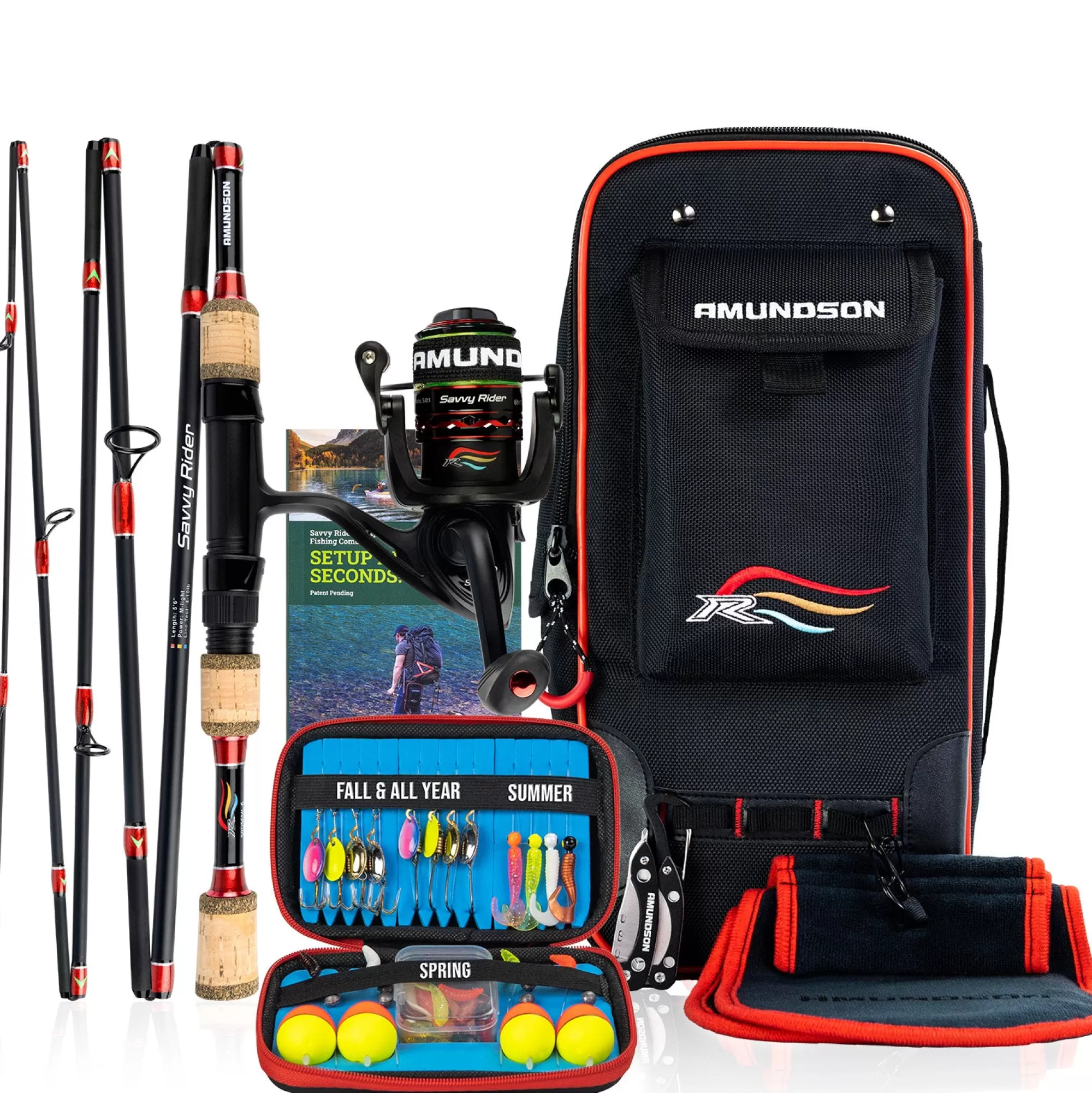 Amundson Combos^Savvy Rider Backpacker Folding Fishing Rod Combo Kit (Refurbished)