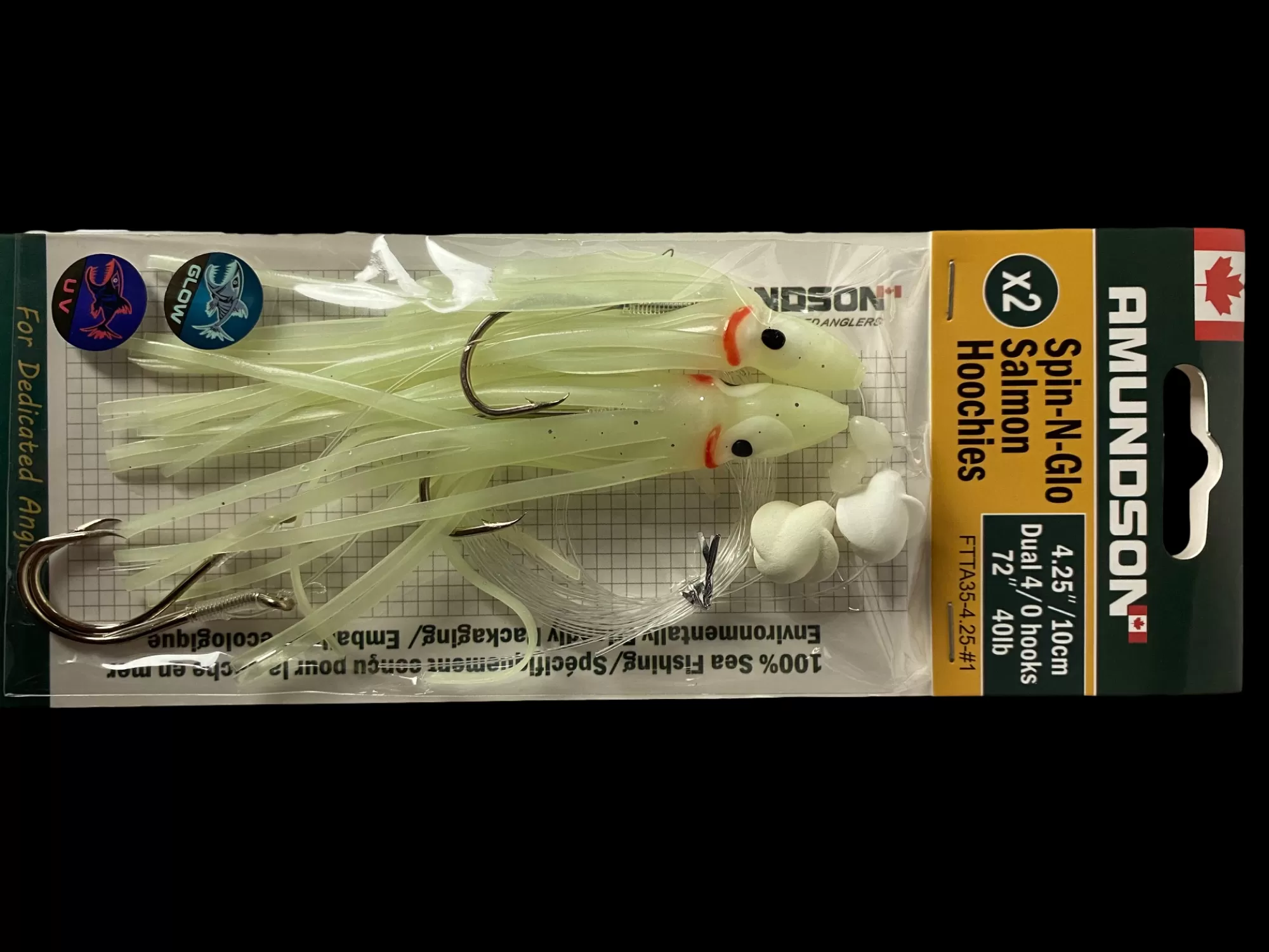 Amundson Saltwater^Spin N Glow Rigged Salmon Hoochies (2/pack)