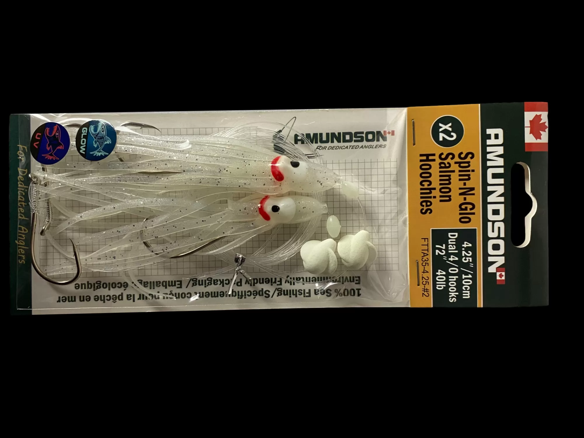 Amundson Saltwater^Spin N Glow Rigged Salmon Hoochies (2/pack)